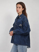 Chemise en jean ample à boutons décoratifs – CVA226107JC