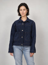 Veste en jean structurée à motif cachemire – CVA52610JC