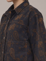 Veste en jean structurée à motif cachemire – CVA52610JC
