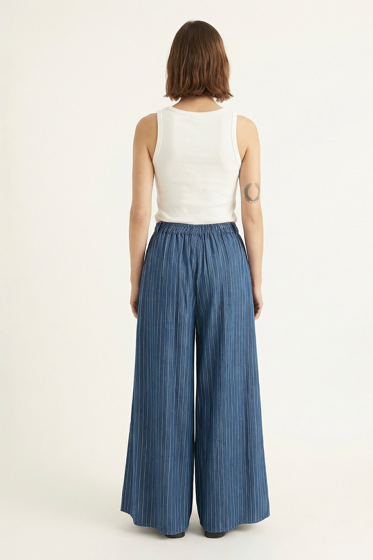 Pantalon large jupe culotte rayé cva824687 7