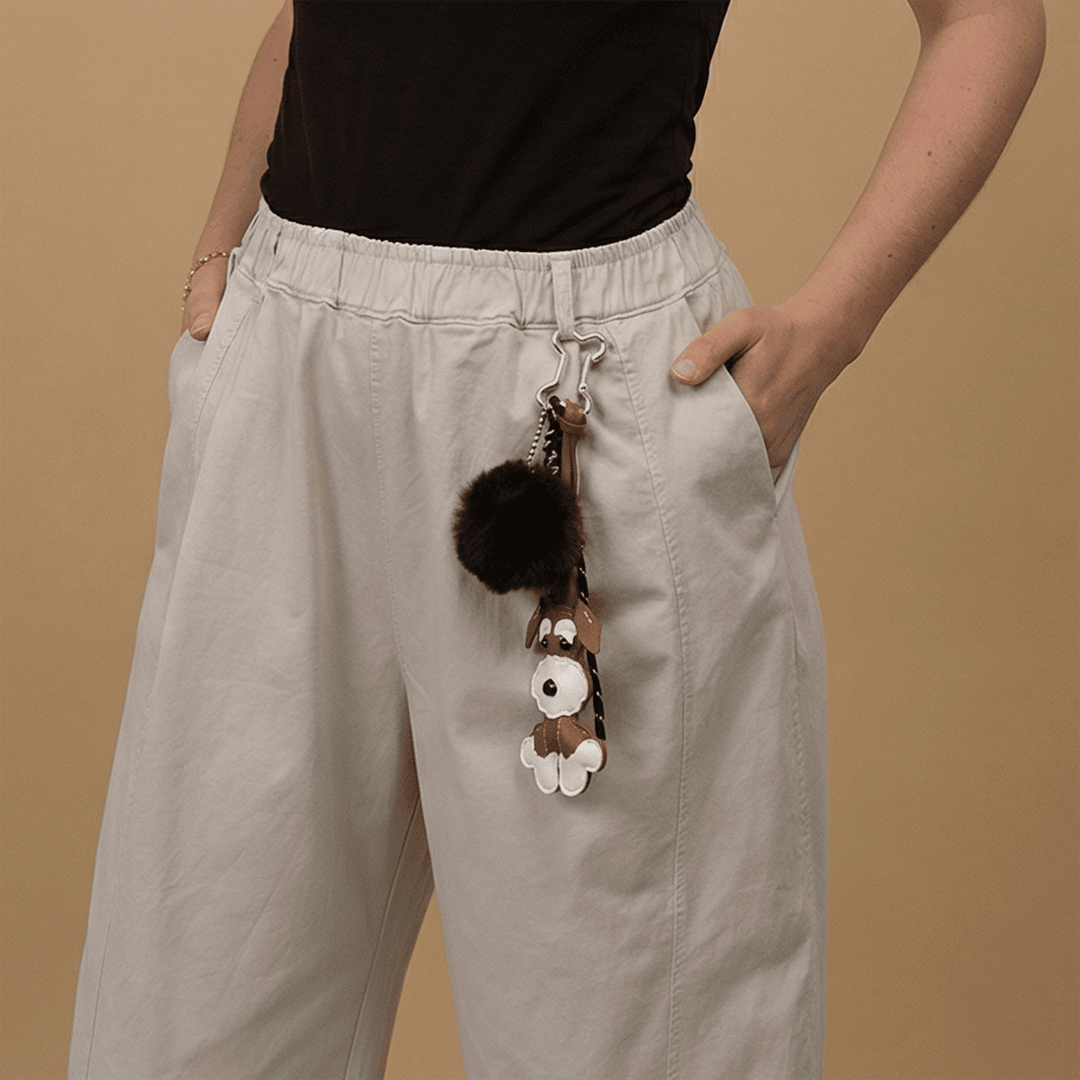 Wide-leg carrot trousers with removable accessory - CVA825198-3
