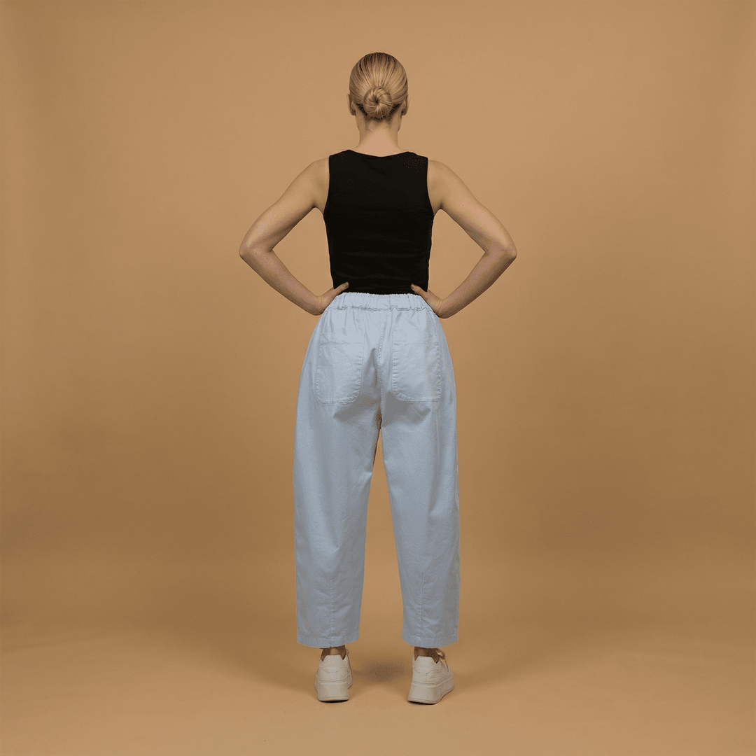 Wide-leg carrot trousers with removable accessory - CVA825198-3