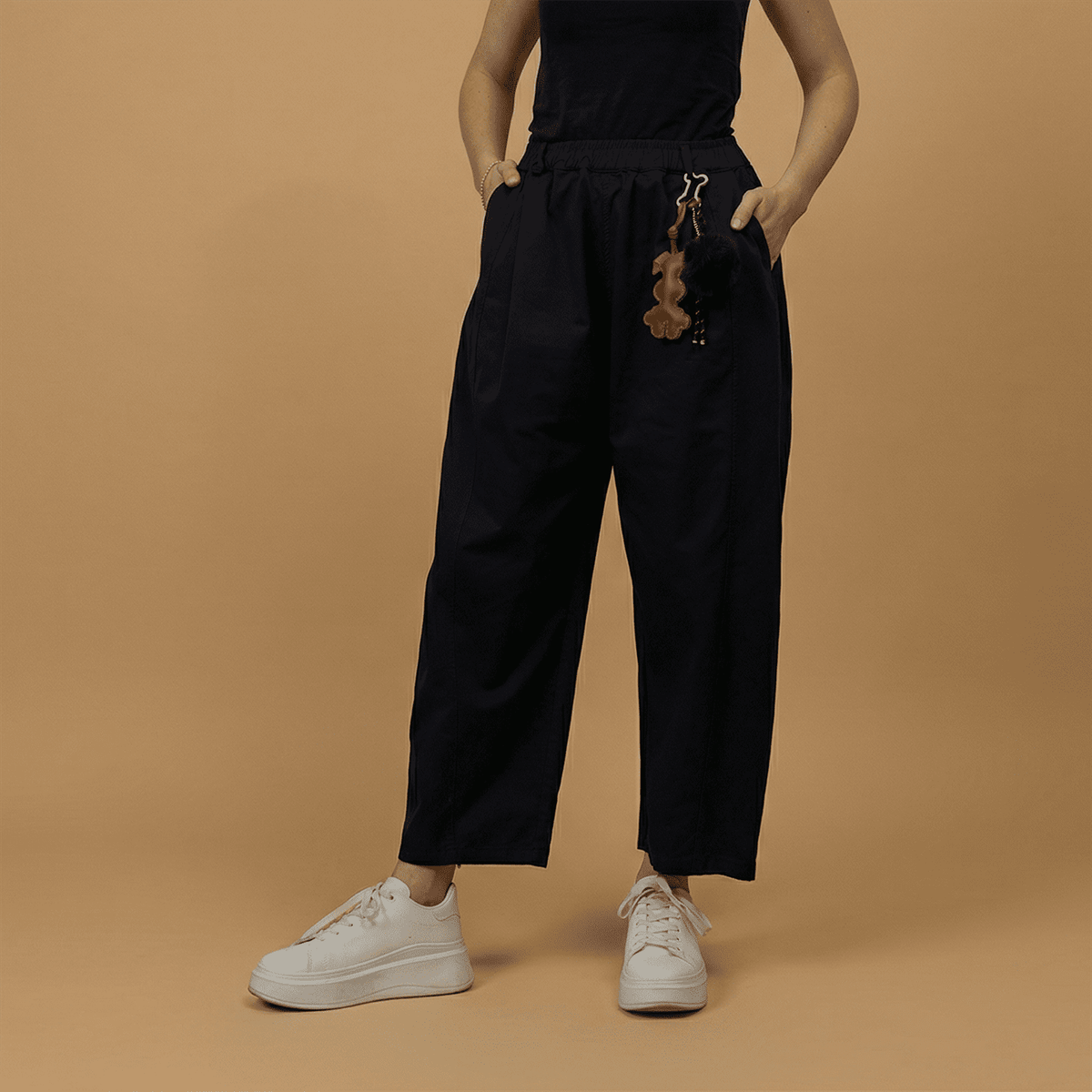 Wide leg carrot trousers with removable accessory   cva825198 3