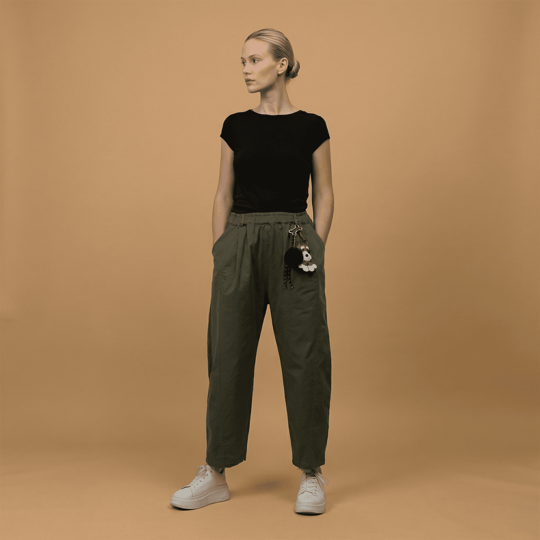 Wide-leg carrot trousers with removable accessory - CVA825198-3