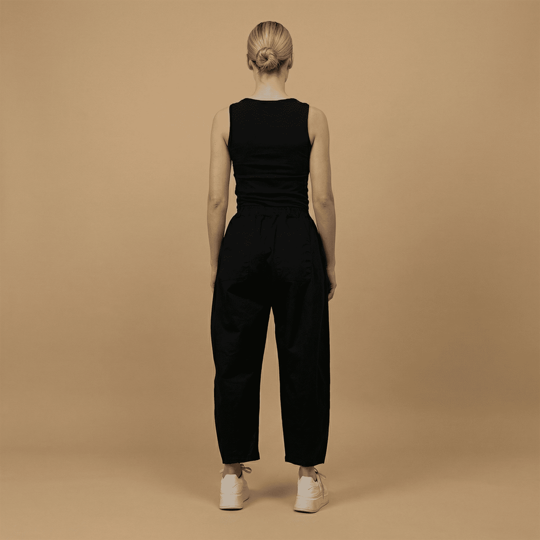 Wide-leg carrot trousers with removable accessory - CVA825198-3