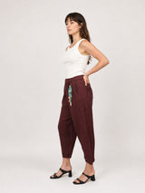 Pantalon en lin à taille élastique CVA825198LI