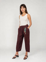 Pantalon en lin à taille élastique CVA825198LI