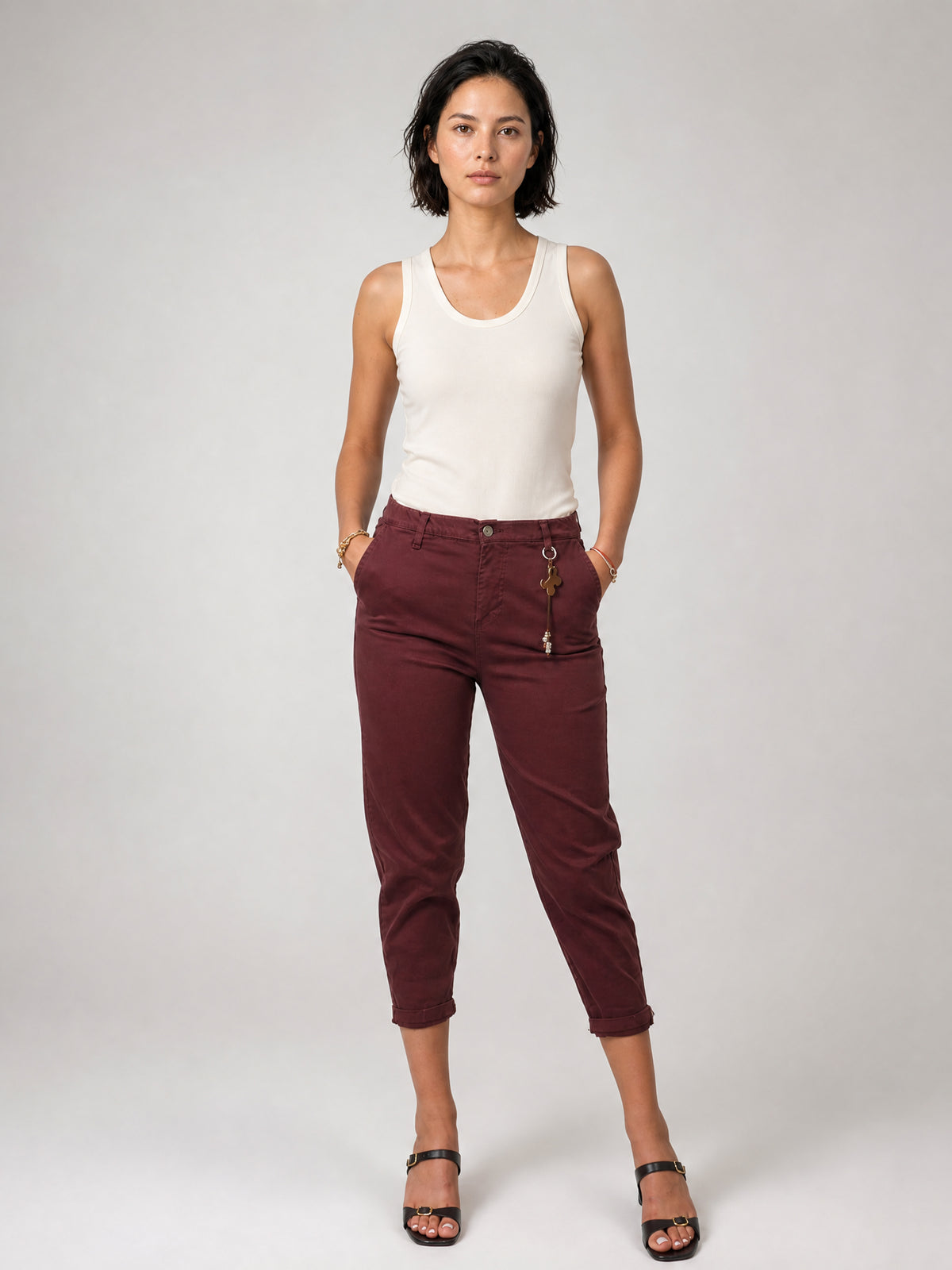 Pantalon ballon en coton, porte-clés décoratif – CVA825688