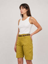Bermuda ample en coton stretch à ceinture imprimée CVA826152