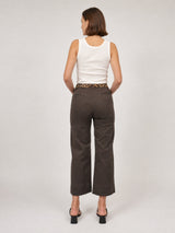 Pantalon large en coton stretch, ceinture léopard – CVA826301