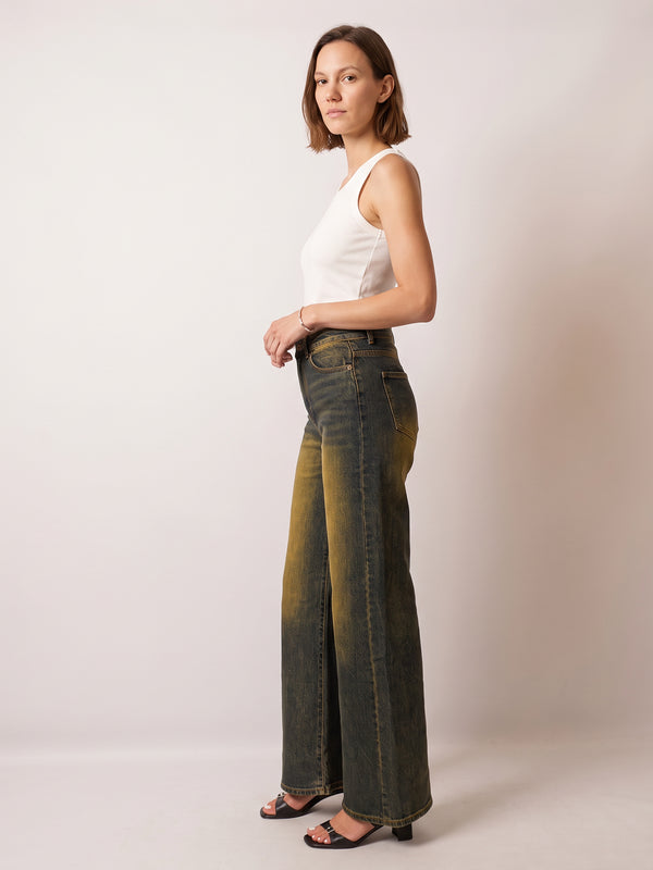 Jean large vintage à coupe droite effet délavé – CVA826700