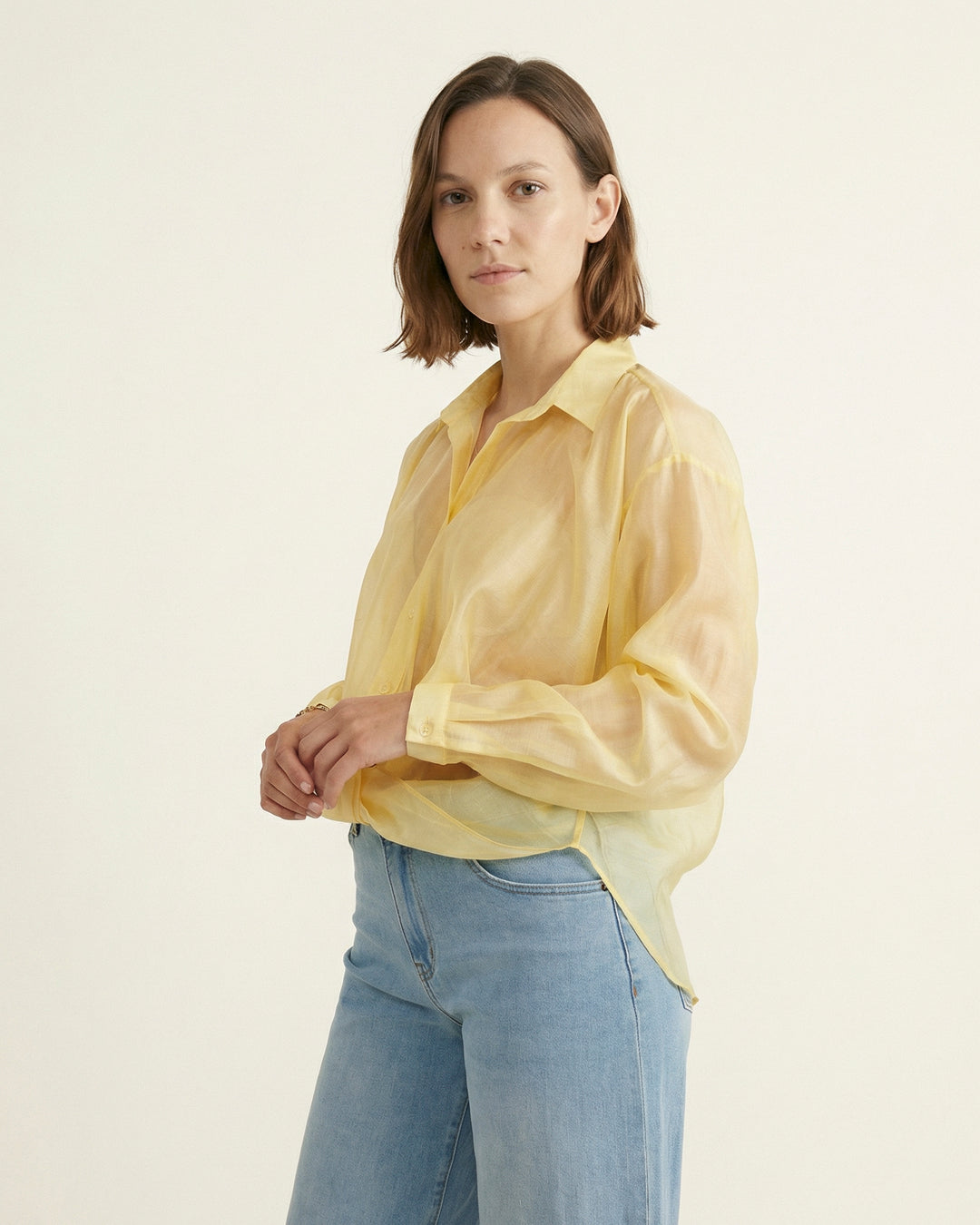 Semi-sheer satin fluid shirt CVACM311