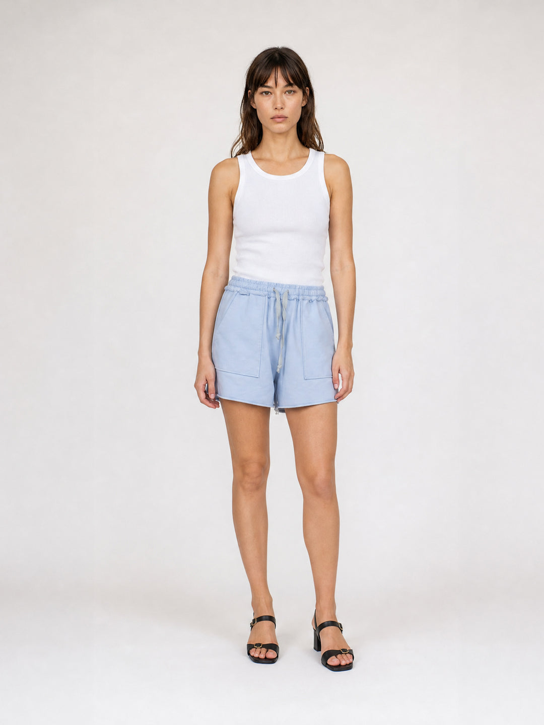 Short en coton à taille volantée CW19716