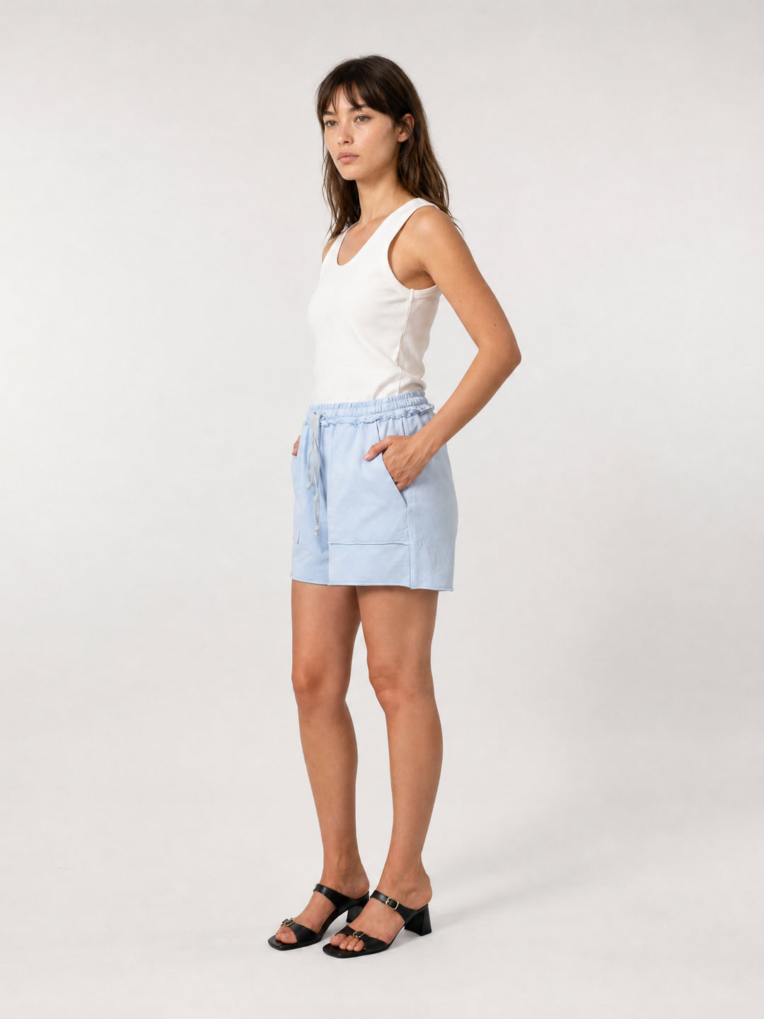 Short en coton à taille volantée CW19716