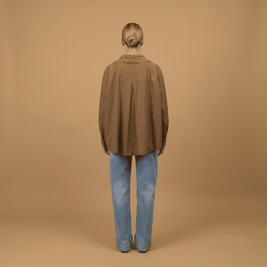 Cotton shirt with asymmetrical buttoning db14916