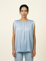 Load image into Gallery viewer, Pleated Round Neck Long Sleeve Flowing Top DB15133
