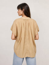 Blouse en voile de coton froncé manches courtes DB15162