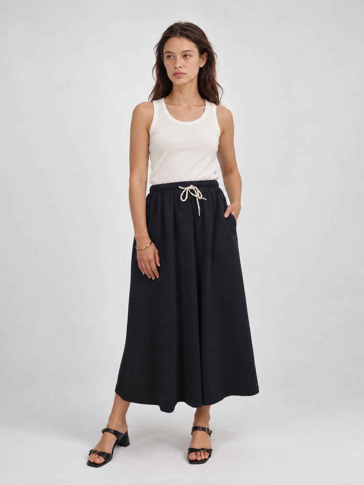 Jupe longue en coton à taille élastiquée – DB15530