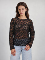 Top en dentelle ajourée à manches longues – DB15577