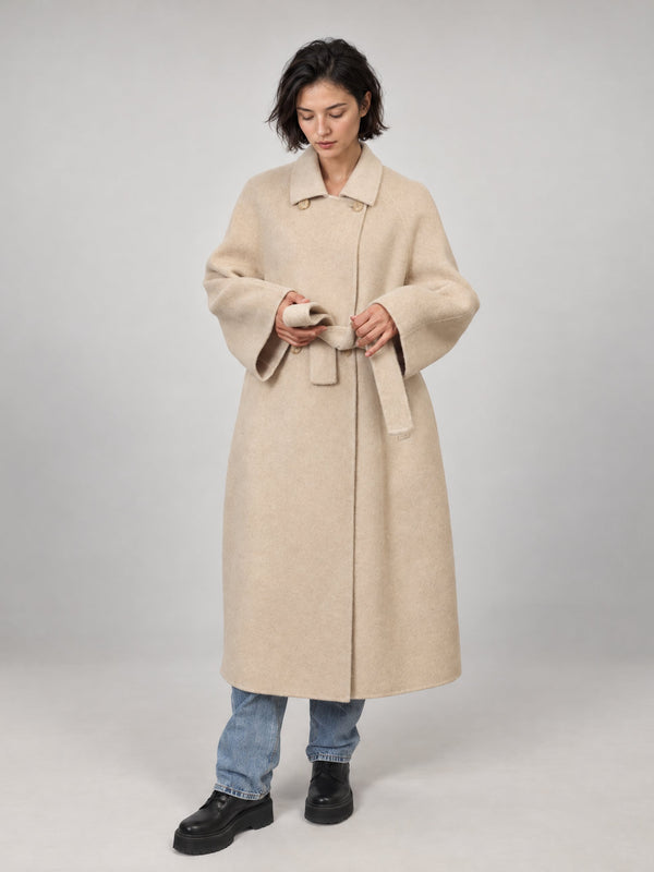 Manteau long en laine et cachemire à double boutonnage – DSY268853