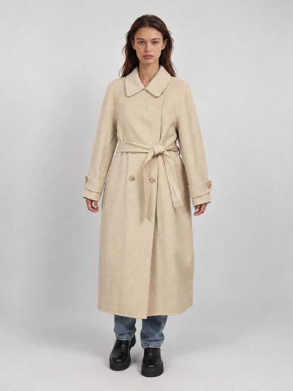 Manteau long en laine et cachemire à double boutonnage – DSY268857