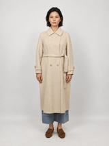 Manteau long en laine et cachemire à double boutonnage – DSY268857