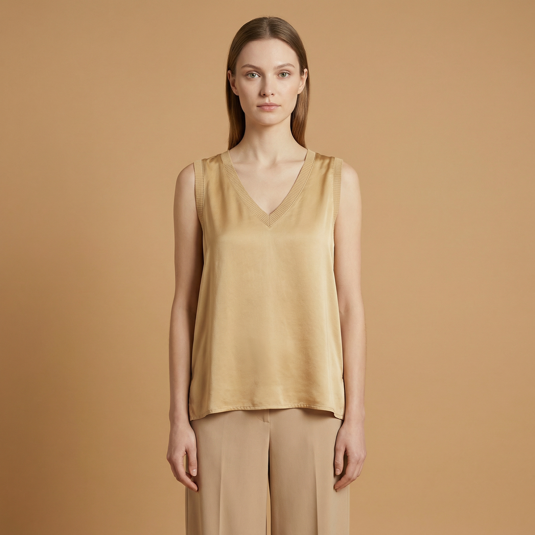 V-neck tank top in fluid viscose DB14446VS