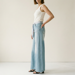 Load image into Gallery viewer, Embroidered denim trousers with scarf belt – BCG03324
