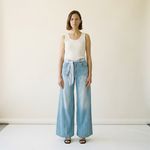 Load image into Gallery viewer, Embroidered denim trousers with scarf belt – BCG03324
