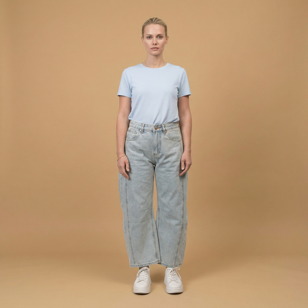 Jean ballon taille haute bleu délavé – CWY132
