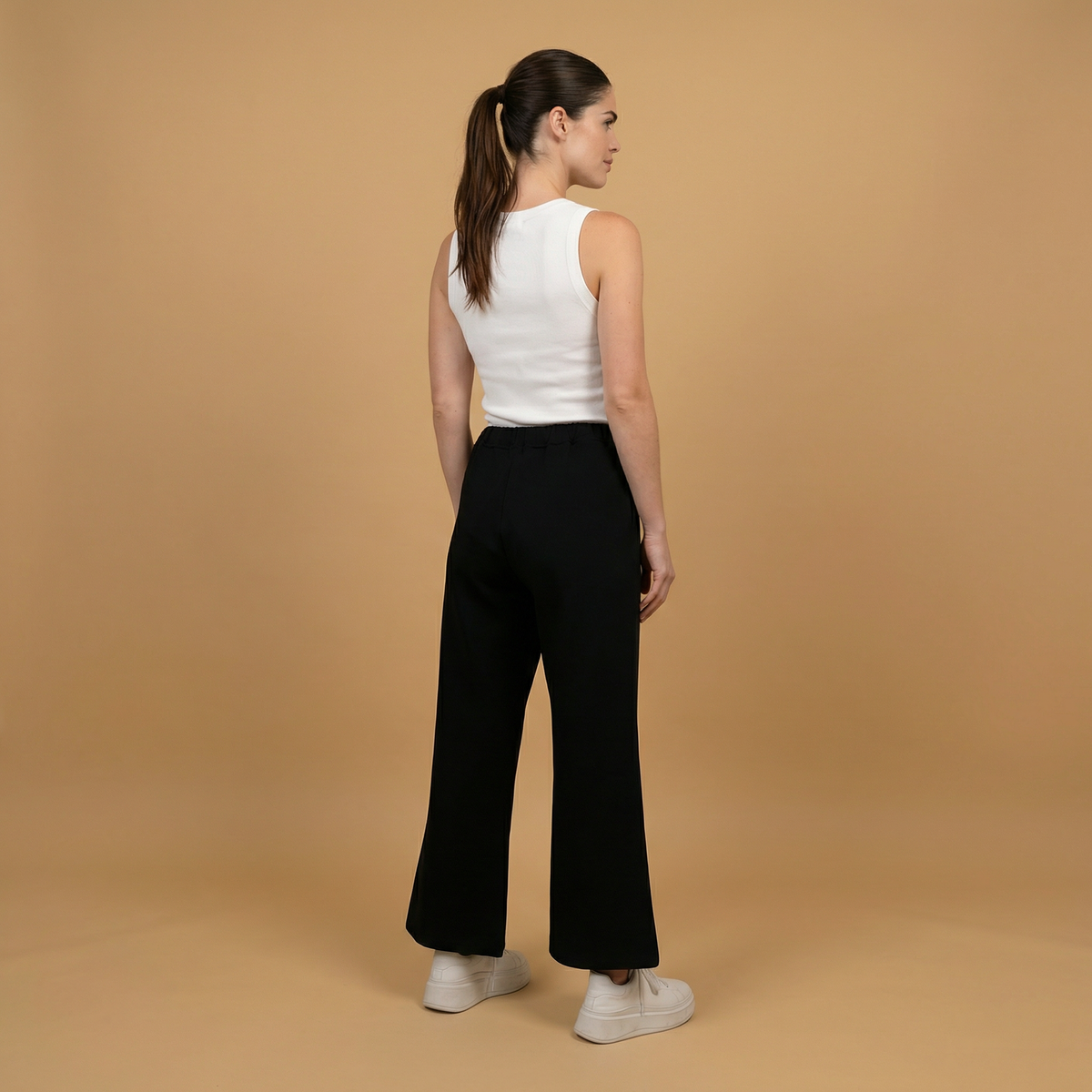 Wide leg trousers with elasticated drawstring waist – tdm96225