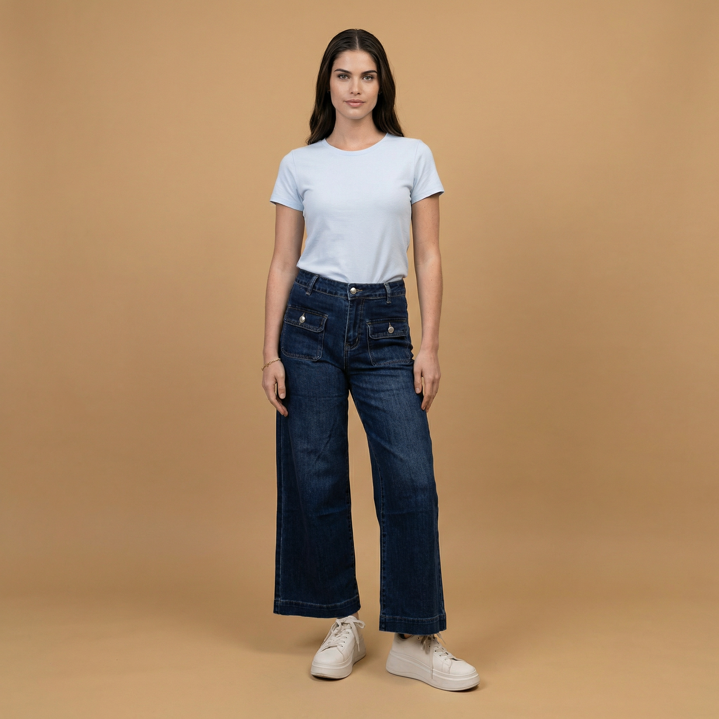 Jean large taille haute à poches plaquées – SD9305