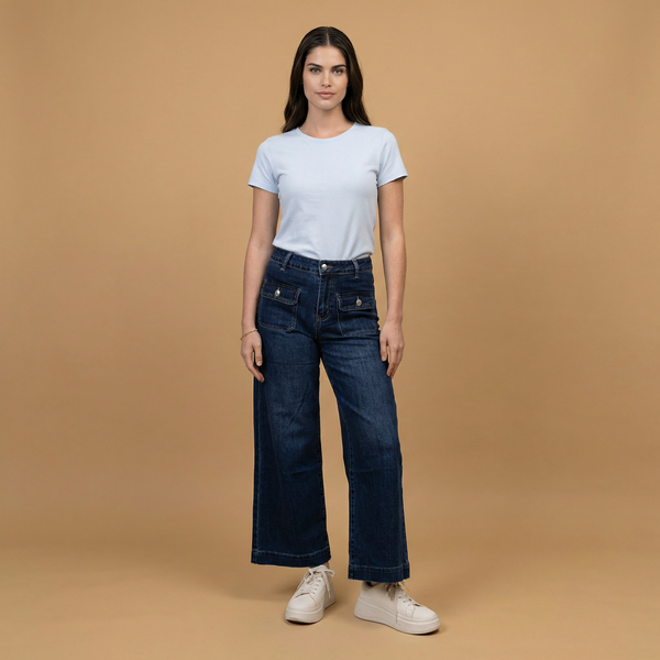 Jean large taille haute à poches plaquées – SD9305