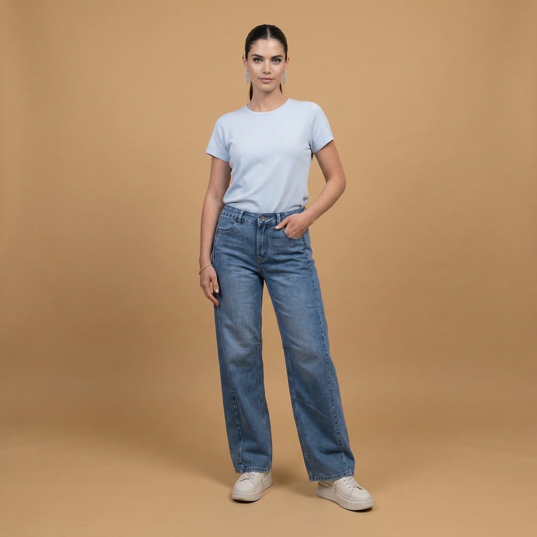 High-waisted wide-leg denim jeans – SD9332