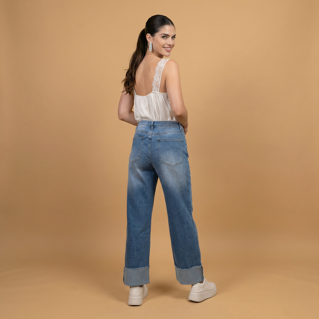 Jean large à grands revers délavé – SD1528