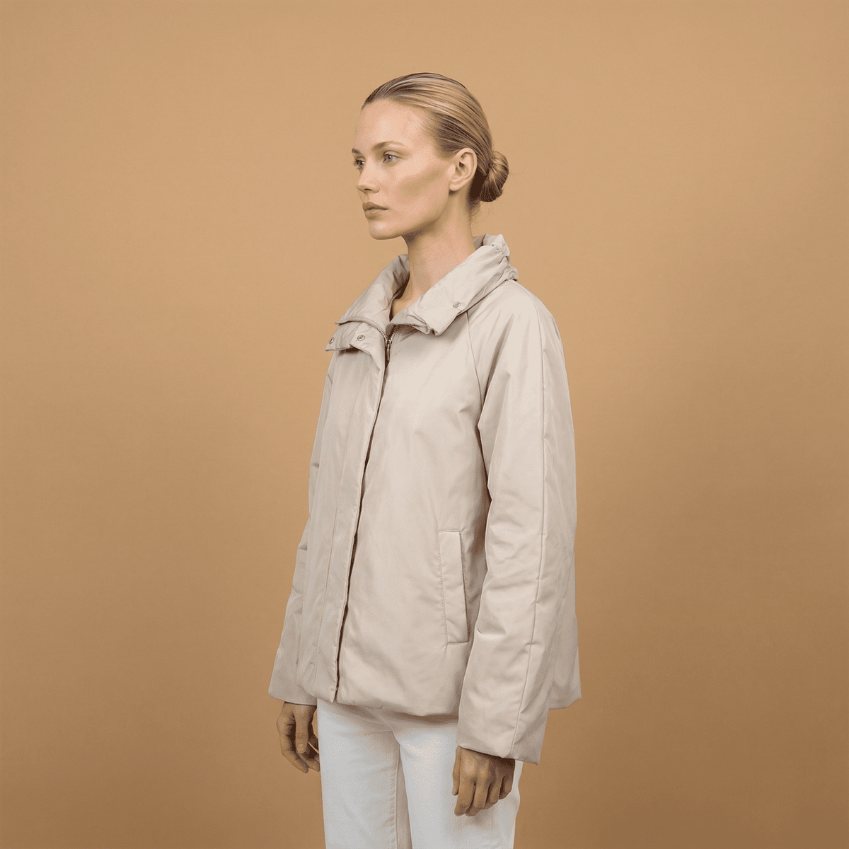 Waterproof jacket with structured stand up collar   hm7294