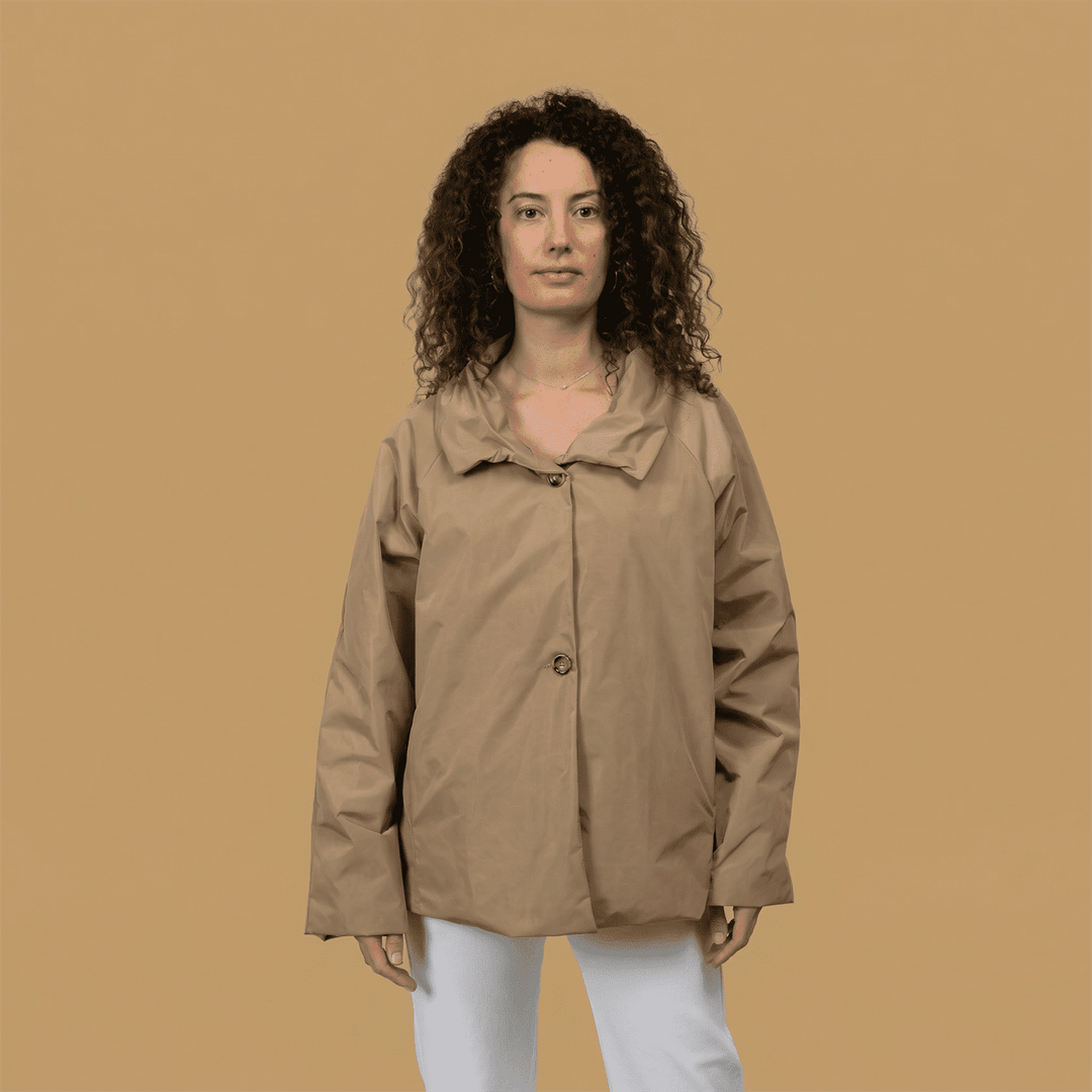 Waterproof jacket with structured stand-up collar - HM7294