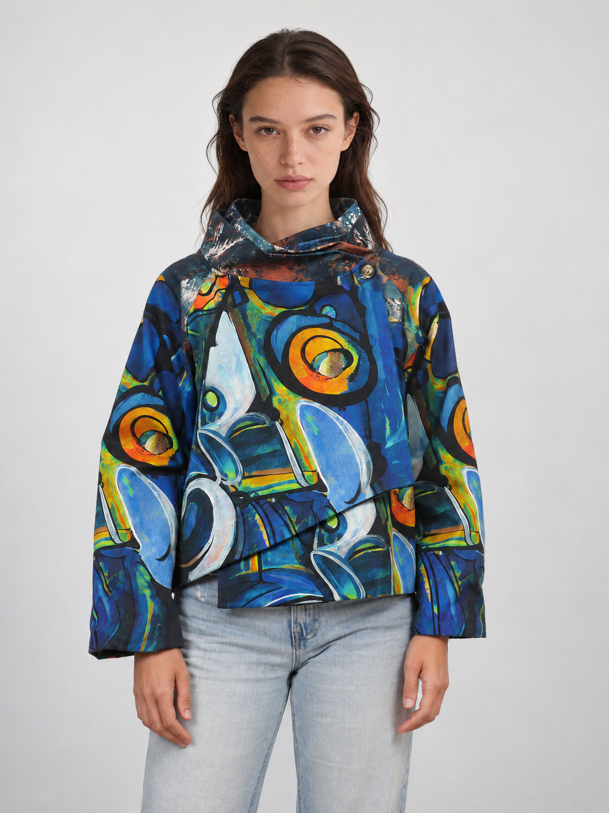 Veste col drapé imprimée – HM7690P