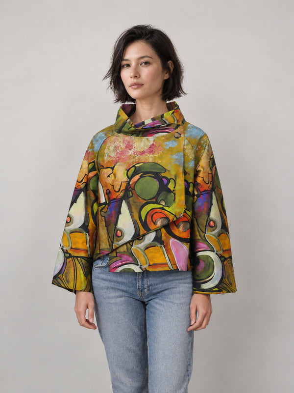 Veste col drapé imprimée – HM7690P
