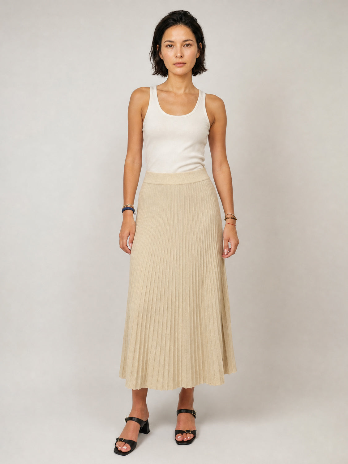 Jupe longue plissée en maille HY10361