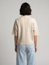 Veste en maille ample à revers et manches courtes HY26039
