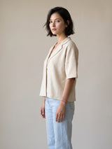 Veste en maille ample à revers et manches courtes HY26039