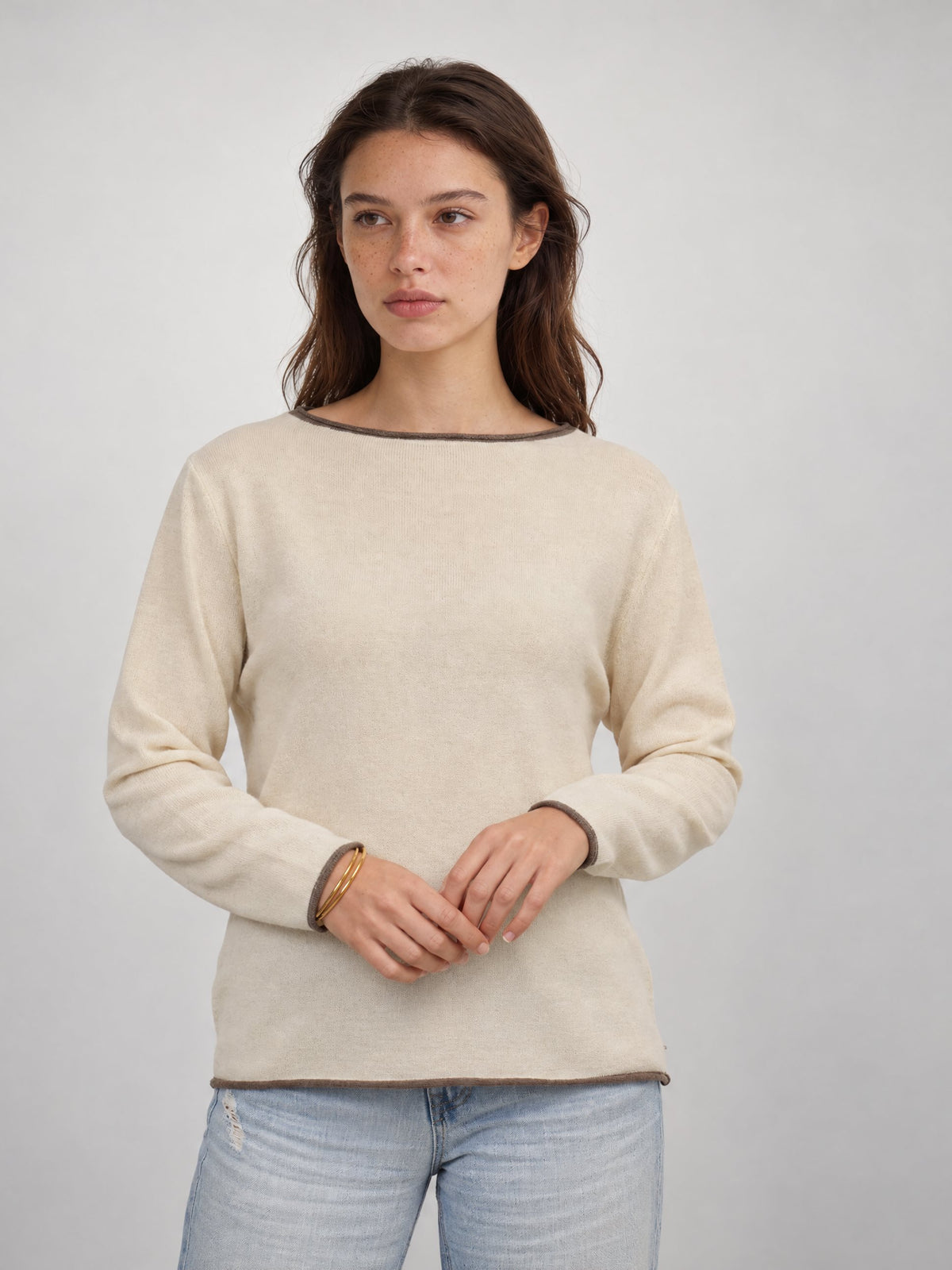 Pull col bateau contrasté HYC6635