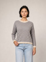 Pull en laine et cachemire à rayures bicolores HYC6640