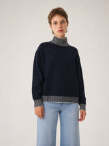 Pull laine col montant côtelé HYL18116