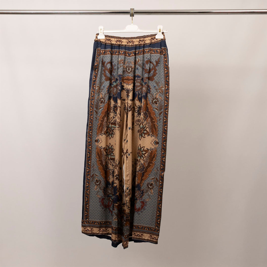 Flowy satin scarf print trousers – KD9099VS