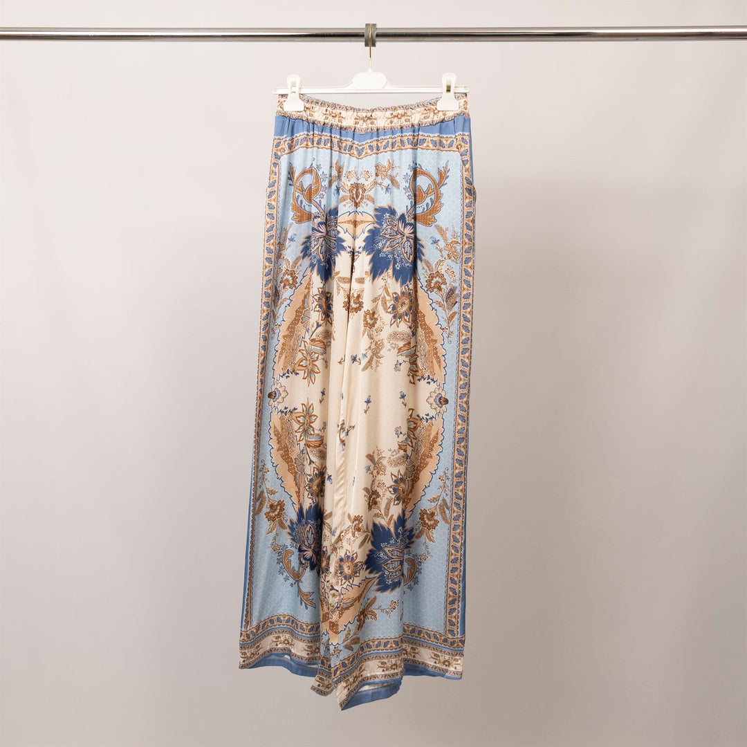 Flowy satin scarf print trousers – KD9099VS