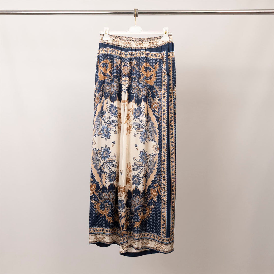 Flowy satin scarf print trousers – KD9099VS