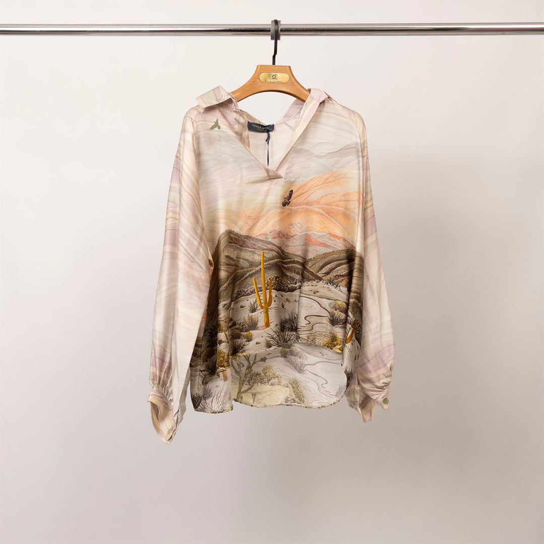 Satin tunic with desert landscape print – KD7365VS-34 