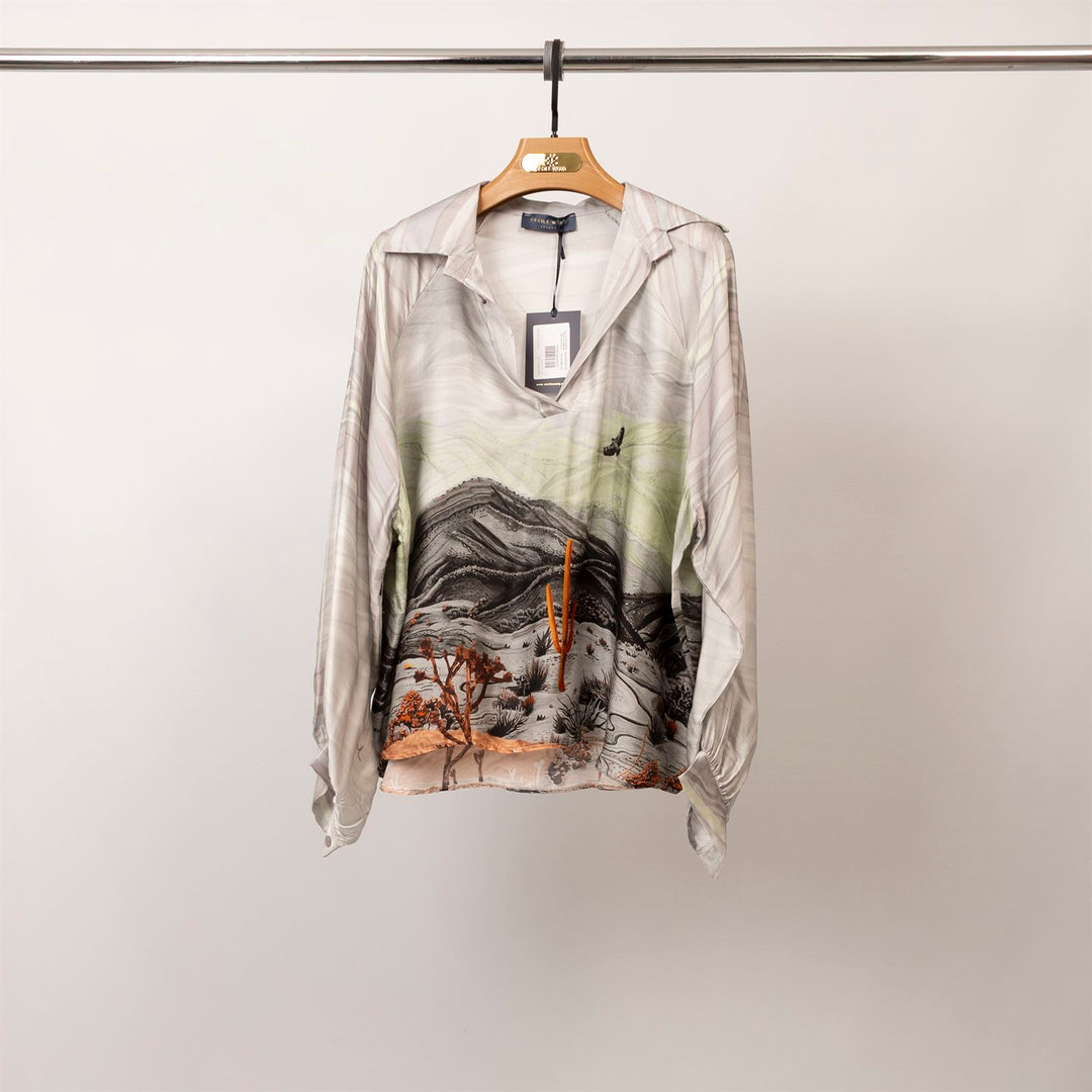 Satin tunic with desert landscape print – KD7365VS-34 